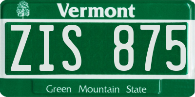 VT license plate ZIS875