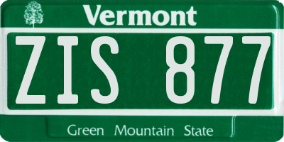 VT license plate ZIS877
