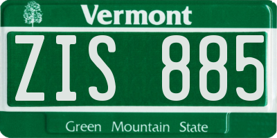 VT license plate ZIS885