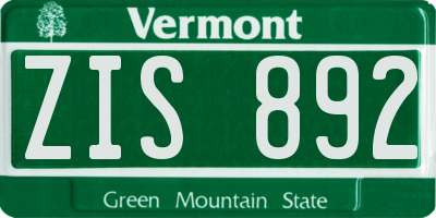 VT license plate ZIS892