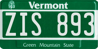 VT license plate ZIS893