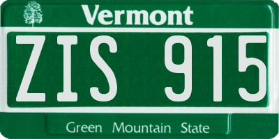 VT license plate ZIS915