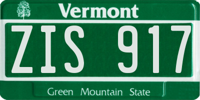 VT license plate ZIS917