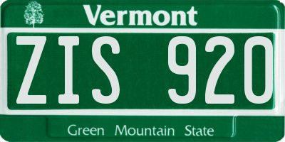 VT license plate ZIS920