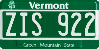 VT license plate ZIS922