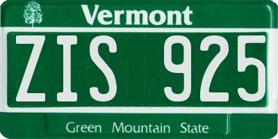 VT license plate ZIS925