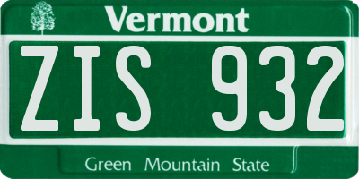 VT license plate ZIS932