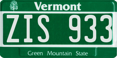 VT license plate ZIS933