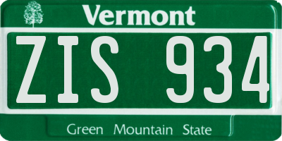 VT license plate ZIS934