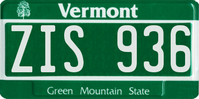 VT license plate ZIS936