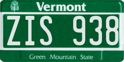 VT license plate ZIS938