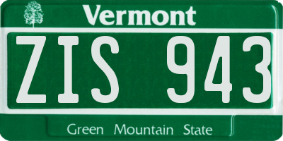 VT license plate ZIS943