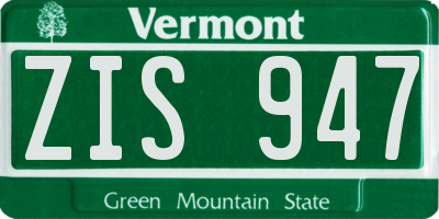 VT license plate ZIS947