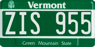 VT license plate ZIS955