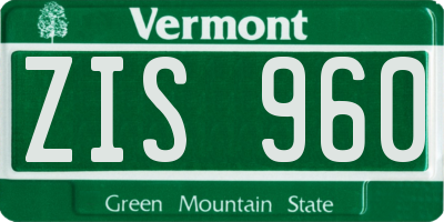 VT license plate ZIS960