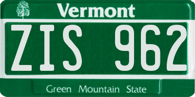 VT license plate ZIS962