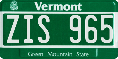 VT license plate ZIS965