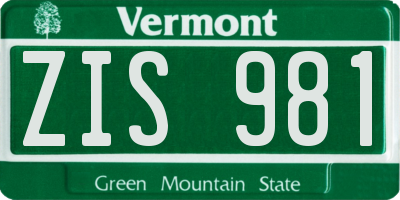 VT license plate ZIS981