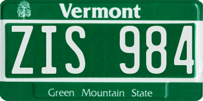VT license plate ZIS984