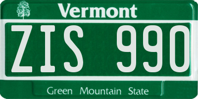 VT license plate ZIS990