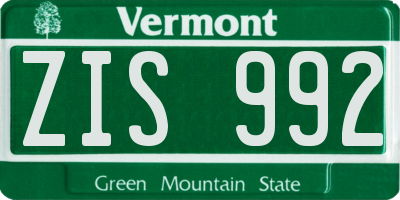 VT license plate ZIS992
