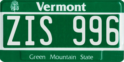 VT license plate ZIS996