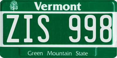 VT license plate ZIS998