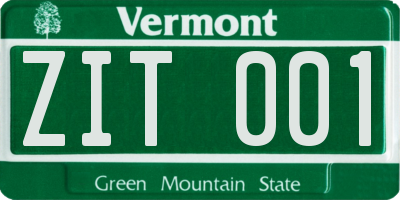 VT license plate ZIT001