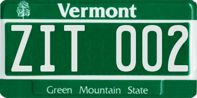 VT license plate ZIT002