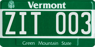 VT license plate ZIT003