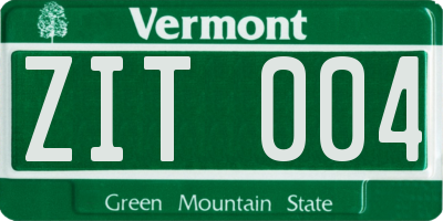 VT license plate ZIT004