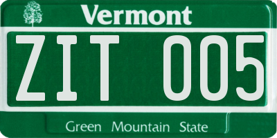 VT license plate ZIT005