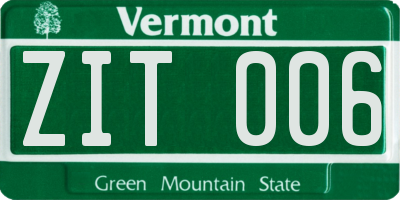 VT license plate ZIT006