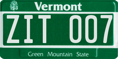VT license plate ZIT007
