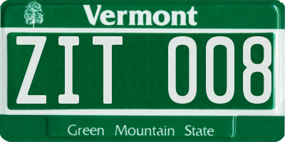 VT license plate ZIT008
