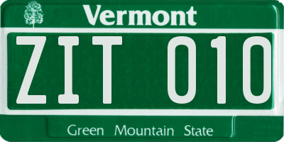 VT license plate ZIT010