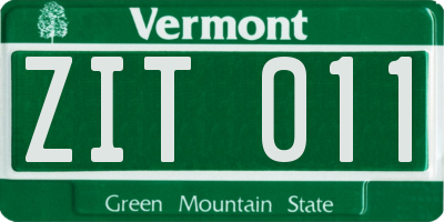 VT license plate ZIT011
