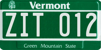 VT license plate ZIT012