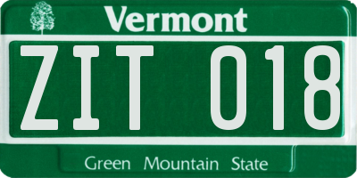 VT license plate ZIT018