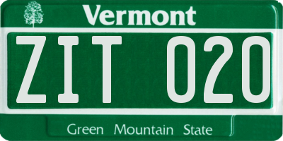 VT license plate ZIT020