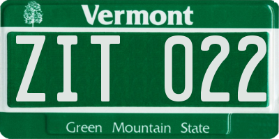 VT license plate ZIT022
