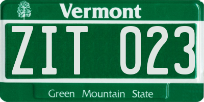 VT license plate ZIT023