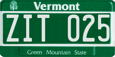 VT license plate ZIT025