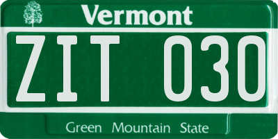 VT license plate ZIT030