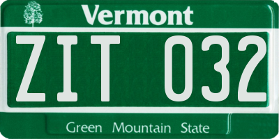 VT license plate ZIT032