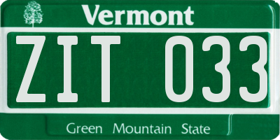 VT license plate ZIT033