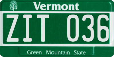 VT license plate ZIT036