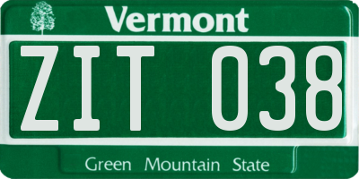 VT license plate ZIT038