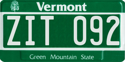 VT license plate ZIT092