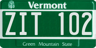 VT license plate ZIT102